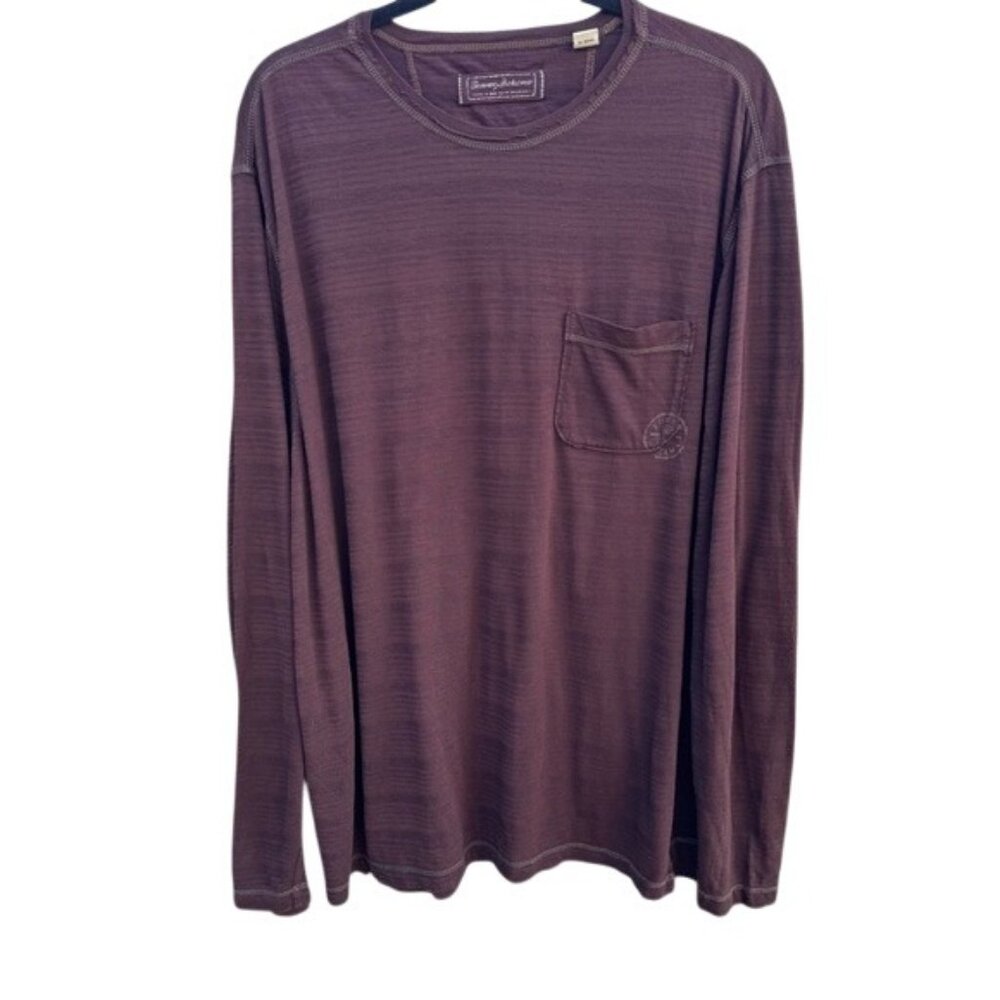 Tommy‎ Bahama Silk Blend Mens Long Sleeve Brown Casual Athleisure Pocket Shirt L